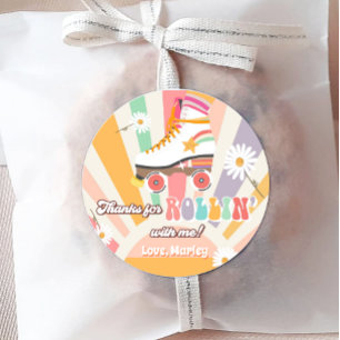 Rollschaatsen Schaats met vogelretro Rollin-Bedank Ronde Sticker