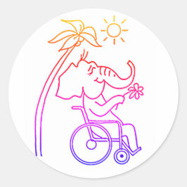Rollstuhlfahrer Elefant Ronde Sticker