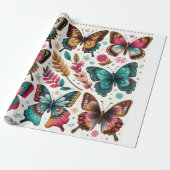 rolo de papel de presente com estampa borboletas cadeaupapier (Uitgerold)