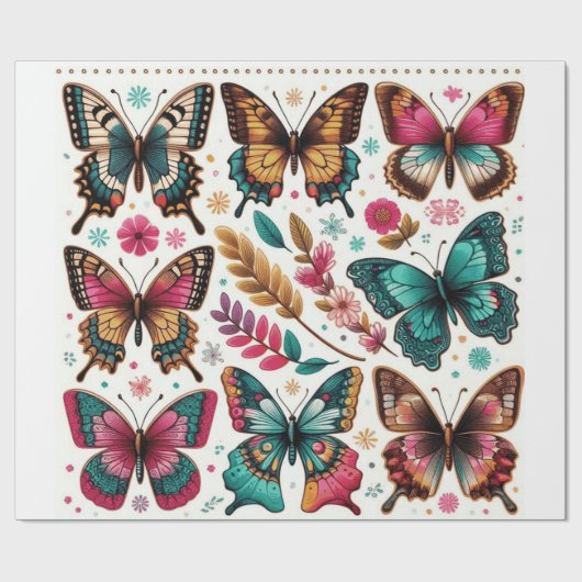 rolo de papel de presente com estampa borboletas cadeaupapier (Vlak)