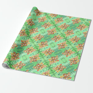 Rolpapier met schroefdraad - Oranje en gele orchid Cadeaupapier
