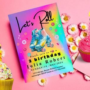 Rolschaatsen dessert donuts Verjaardag KLEURRIJK Kaart