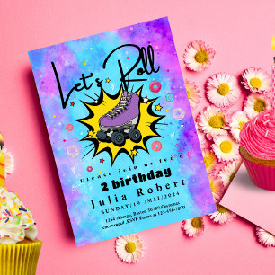 Rolschaatsen dessert donuts Verjaardag KLEURRIJK Kaart