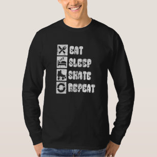 Rolschaatsen Eat Sleep Schaats Herhaal Skater Vint T-shirt