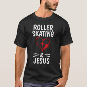Rolschaatsen en schaatsen van Jezus Roller T-shirt