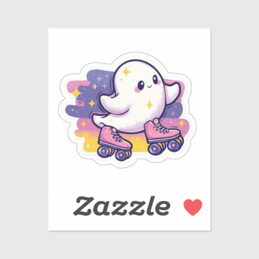 Rolschaatsen Ghost Sticker – Fun Cartoon Ghost (Vel)