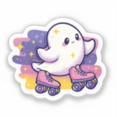 Rolschaatsen Ghost Sticker – Fun Cartoon Ghost (Voorkant)