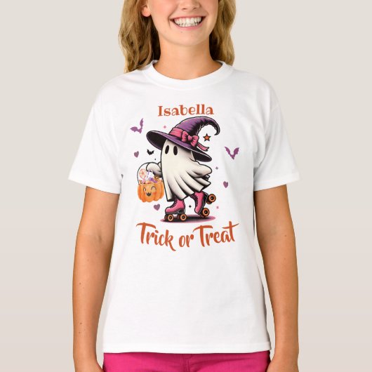 Rolschaatsen Halloween Schattigee Ghost Trick or t T-shirt (Voorkant)