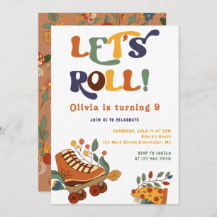 Rolschaatsen Retro Hippie Verjaardag Kaart