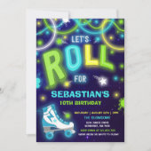 Rolschaatsen Uitnodiging Neon Glow Skating Party (Voorkant)