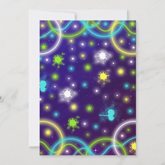 Rolschaatsen Uitnodiging Neon Glow Skating Party (Achterkant)