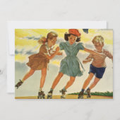  rolschaatsen, verjaardagsfeestje voor kinderen kaart (Voorkant)