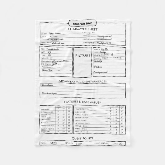 Rolspelspellenvel Fleece Deken (Voorkant)