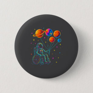 Rolstoel Astronaut Motivatie Kinderen Ruimte Ronde Button 5,7 Cm