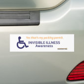 Rolstoel Onzichtbare ziekte Bumpersticker (Op auto)