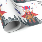 Rolstoel Superheld Foto💥 Flying Hero Verjaardag Cadeaupapier (Rol Hoek)