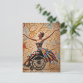 Rolstoeldansende dame briefkaart (Staand voorkant)