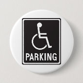 Rolstoelparkeersymbool Ronde Button 7,6 Cm (Voorkant)
