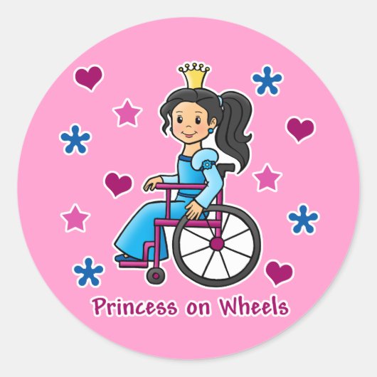 Rolstoelprinses Ronde Sticker (Voorkant)