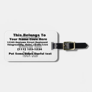 rolstoelrolrockster met gitaarplukker bagagelabel