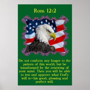 Rom 12:2 met een adelaar voor een Amerikaanse vlag Poster