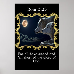 Rom 3:23 Wolven kijken naar de volle maan. Poster