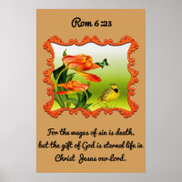Rom 6:23 Gele en zwarte kanarie spotvogel