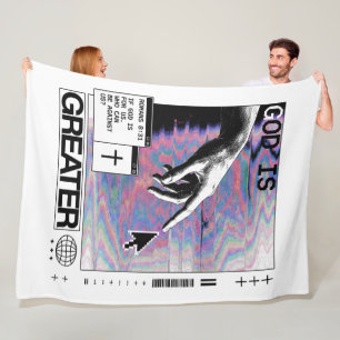Roma 8:31 Cyberpunk Hand van God Glitch Kunst Fleece Deken