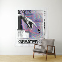 Roma 8:31 Cyberpunk Hand van God Glitch Kunst
