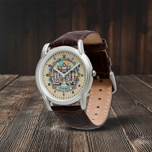 Roma Whispering Fontein Klassiek Bruin Leer Horloge
