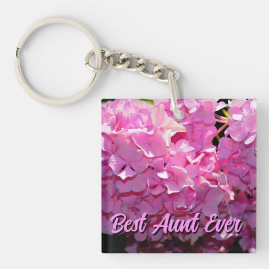 Romaans paars Hydrangeas roze paarse bloemen Tante Sleutelhanger (Voorkant)