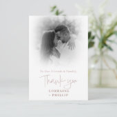 Romaans script kleur foto verloop bruiloft bedankkaart (Staand voorkant)