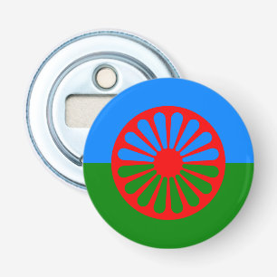 Romaanse flesopener onder de vlag van zigeuner button flesopener