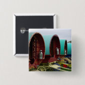 Romaanse zigeunercaravans vierkante button 5,1 cm (Voorkant /achterkant)