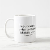 Romains 12:12 Mug café être joyeux dans l'espoir (Gauche)