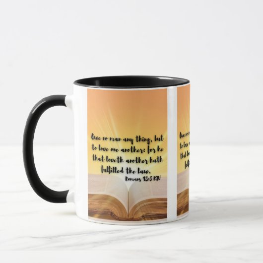 Romains 13:8 KJV Bible Verse Pic Mug Deux Tons (Gauche)