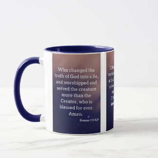 Romains 1:25 KJV Bible Écriture Photo Mug à deux t