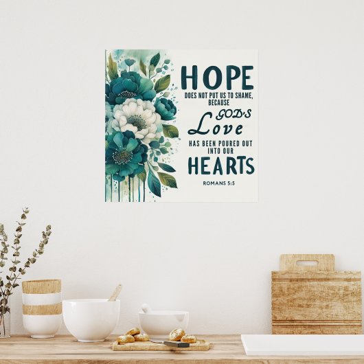 Romains 5:5 Écriture chrétienne affiche murale (Cuisine)