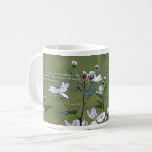 Romains 8:28 tasse de café (Devant gauche)