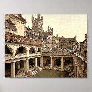 Roman Baths and Abbey, IV, Bath, England classic P Poster