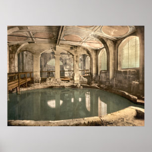 Roman Baths en Abbey V, Bath, Somerset, England Poster