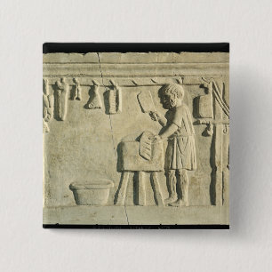 Roman Butcher's, relief Vierkante Button 5,1 Cm