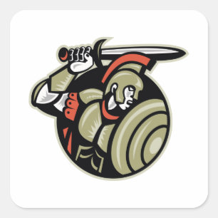 Roman Centurion-soldaat met zwaard en schild Vierkante Sticker