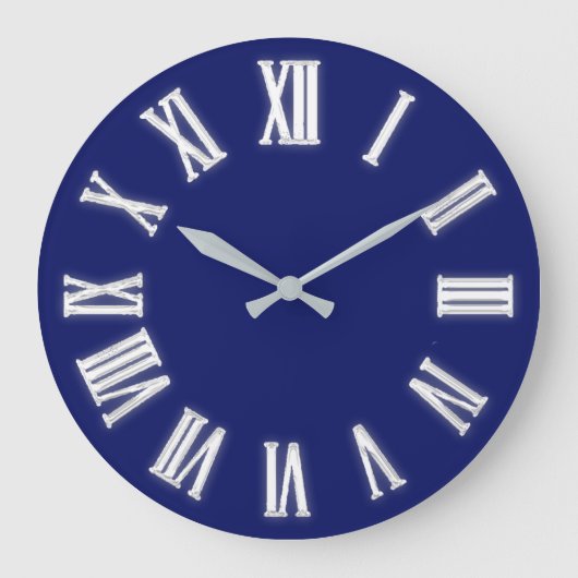 Roman Clock Silver Gray Blue Navy Grote Klok (Voorkant)