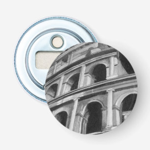 Roman Colosseum met Architecturaal Tekeningen Button Flesopener