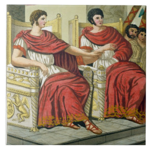 Roman Consuls, uit L'Antica Roma, 1825 (kleur) Tegeltje