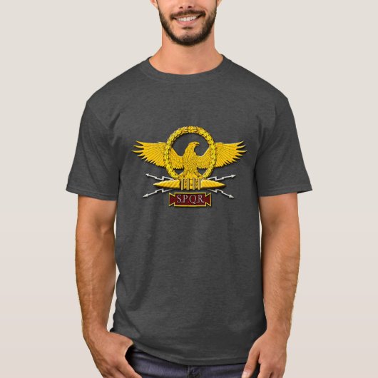 Roman Empire SPQR Eagle Embleem en Wreath T-shirt (Voorkant)
