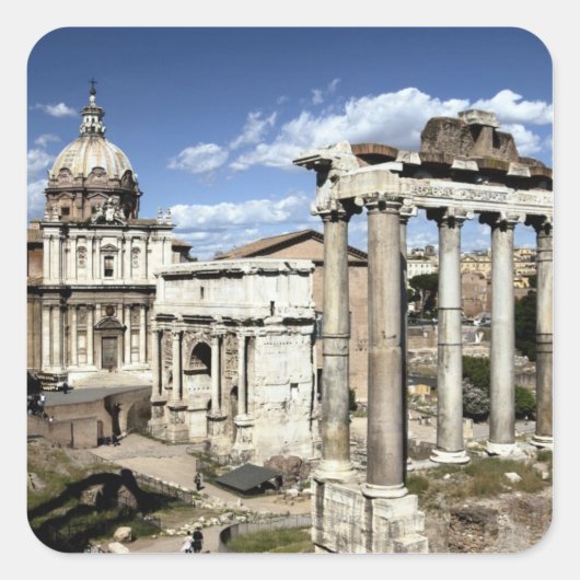 Roman Forum, Rome, Italië Vierkante Sticker (Voorkant)