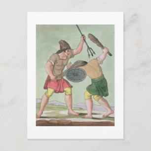 Roman Gladiators, uit L'Antica Roma, 1825 (colo) Briefkaart