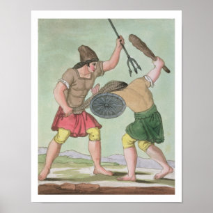 Roman Gladiators, uit L'Antica Roma, 1825 (colo) Poster